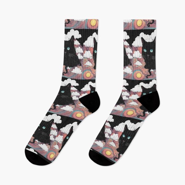 Item preview, Black Cat art retro vintage colorful sunset  designed and sold by Catophile.