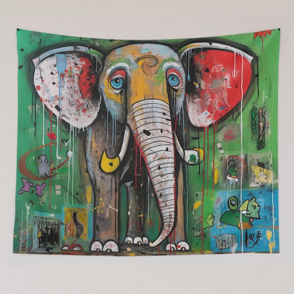 Item preview, A GREEN STREET ART PAINTED ELEPHANT designed and sold by infinitearte.