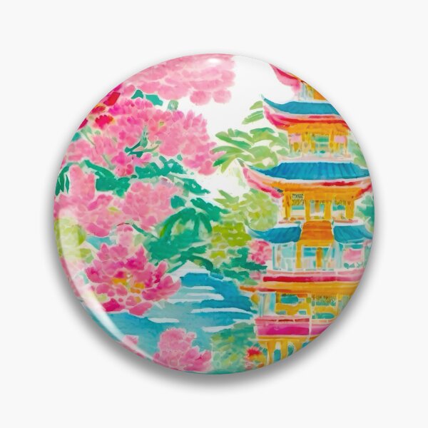 Item preview, Preppy, grandmillennial chinoiserie garden designed and sold by SophieClimaArt.