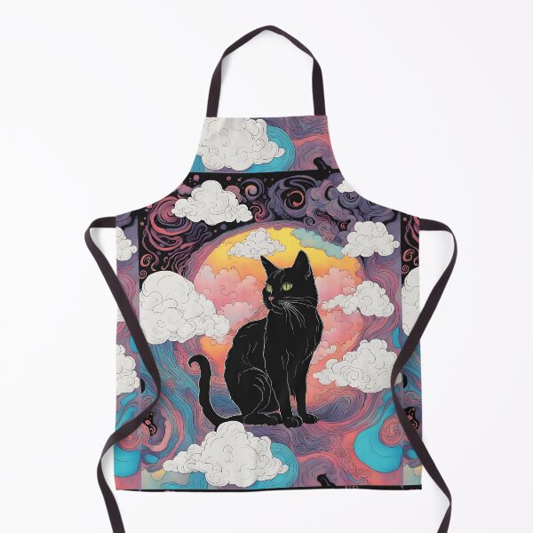 Item preview, Black Cat art retro vintage colorful sunset designed and sold by Catophile.