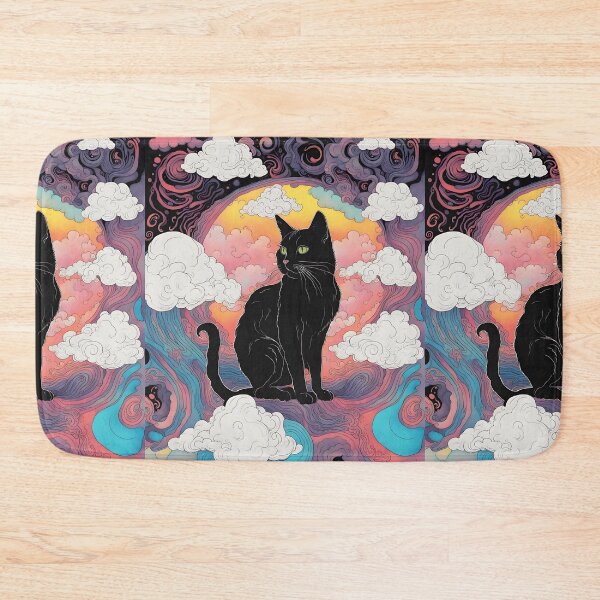 Item preview, Black Cat art retro vintage colorful sunset  designed and sold by Catophile.