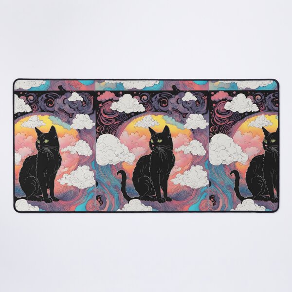 Item preview, Black Cat art retro vintage colorful sunset designed and sold by Catophile.