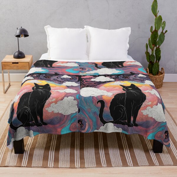 Item preview, Black Cat art retro vintage colorful sunset  designed and sold by Catophile.
