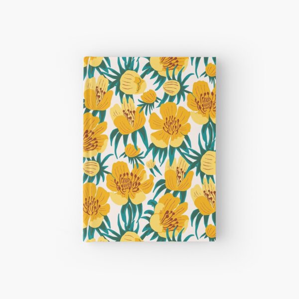 Buttercups flowers -off-white background -pattern Hardcover Journal