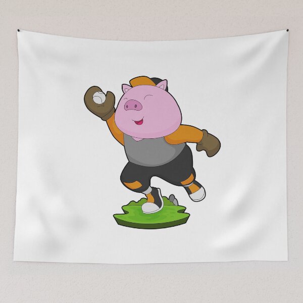 Item preview, Pig Baseball player Baseball Sports designed and sold by Snabdesign84.