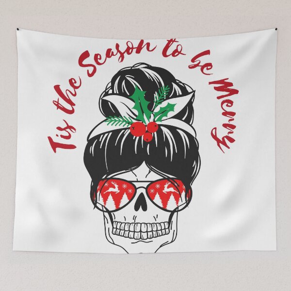 Item preview, Copy of Tis the Season to be Merry glam Girl Skull designed and sold by CalmYourTees.