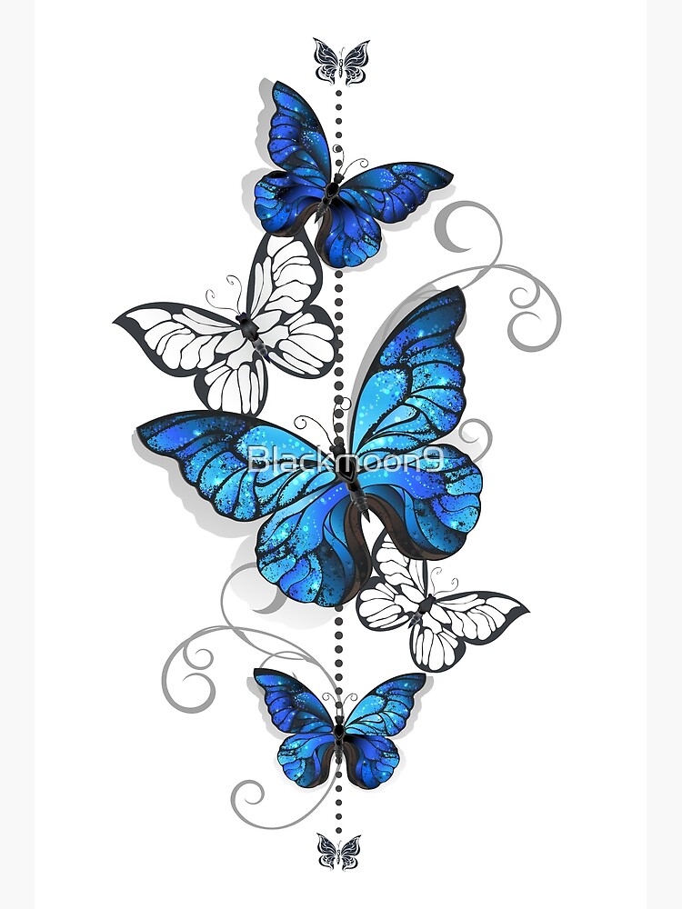 Impresión En Madera Morfo de las mariposas voladoras azules