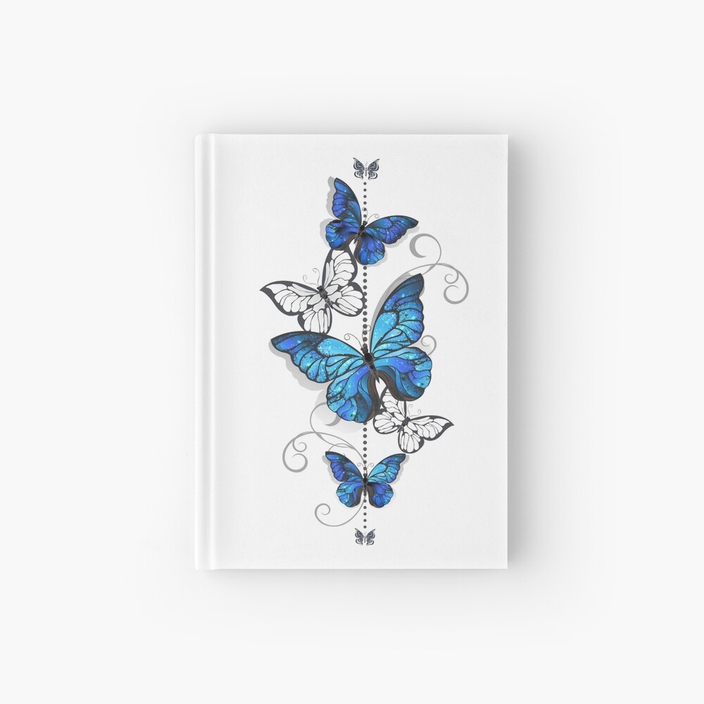 Cuaderno de tapa dura «Morfo azul y mariposas blancas» de Blackmoon9 |  Redbubble
