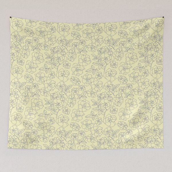 Item preview, Ramblin' Rose Silver Twist Stitched Look on Butter Yellow Repeat 5748 designed and sold by Art in My Loft.
