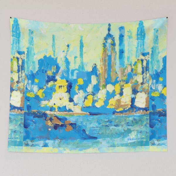 Item preview, New York Harbor and Skyline in Blue designed and sold by RDRiccoboni.