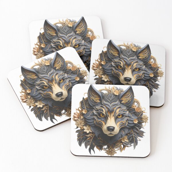Artikelvorschau, Ein Wolf-Kirigami-Handwerk mit Blumen entworfen und verkauft von ChanyonShop.