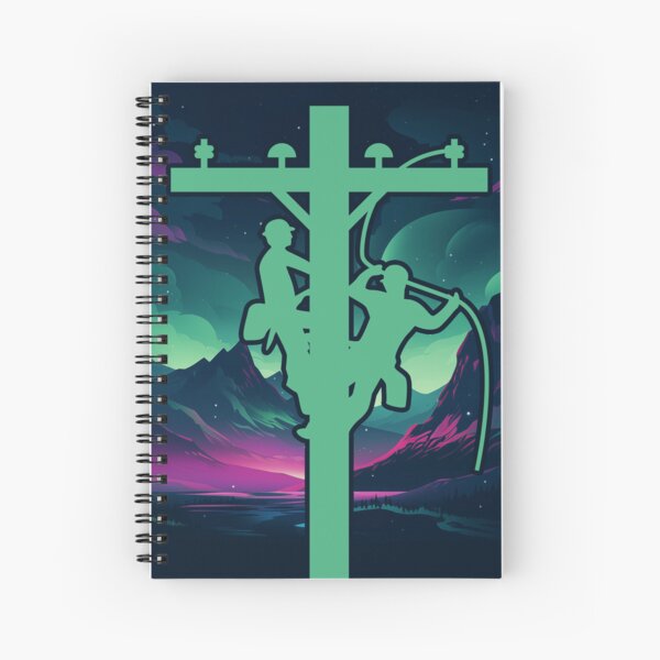 Cool Electrical Lineman Aurora Borealis Spiral Notebook