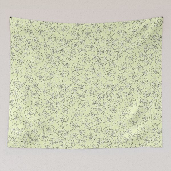 Item preview, Ramblin' Rose Silver Twist Stitched Look on Palest Lime Repeat 5748 designed and sold by Art in My Loft.