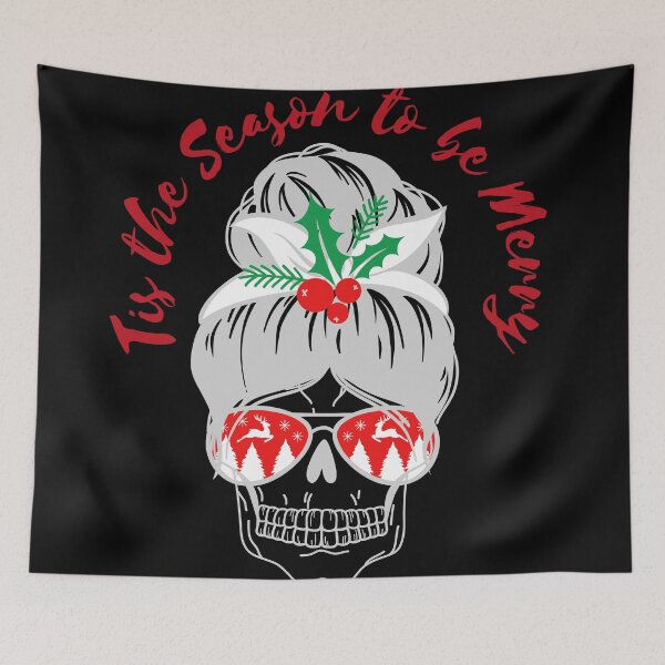 Item preview, Tis the Season to be Merry glam Girl Skull designed and sold by CalmYourTees.