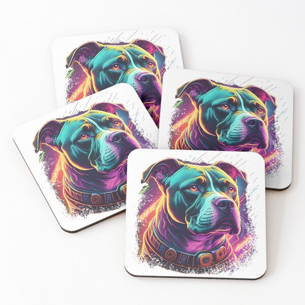 Item preview, Pitbull dogs neon art, glowing outlines designed and sold by emaotx.