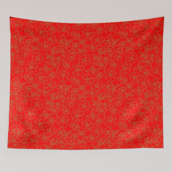 Item preview, Ramblin' Rose Gold Twist Stitched Look on Red Repeat 5748 designed and sold by Art in My Loft.