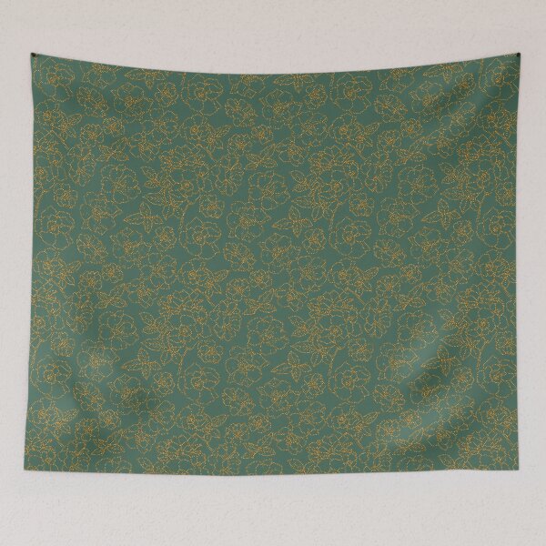Item preview, Ramblin' Rose Gold Twist Stitched Look on Soft Green Repeat 5748 designed and sold by Art in My Loft.