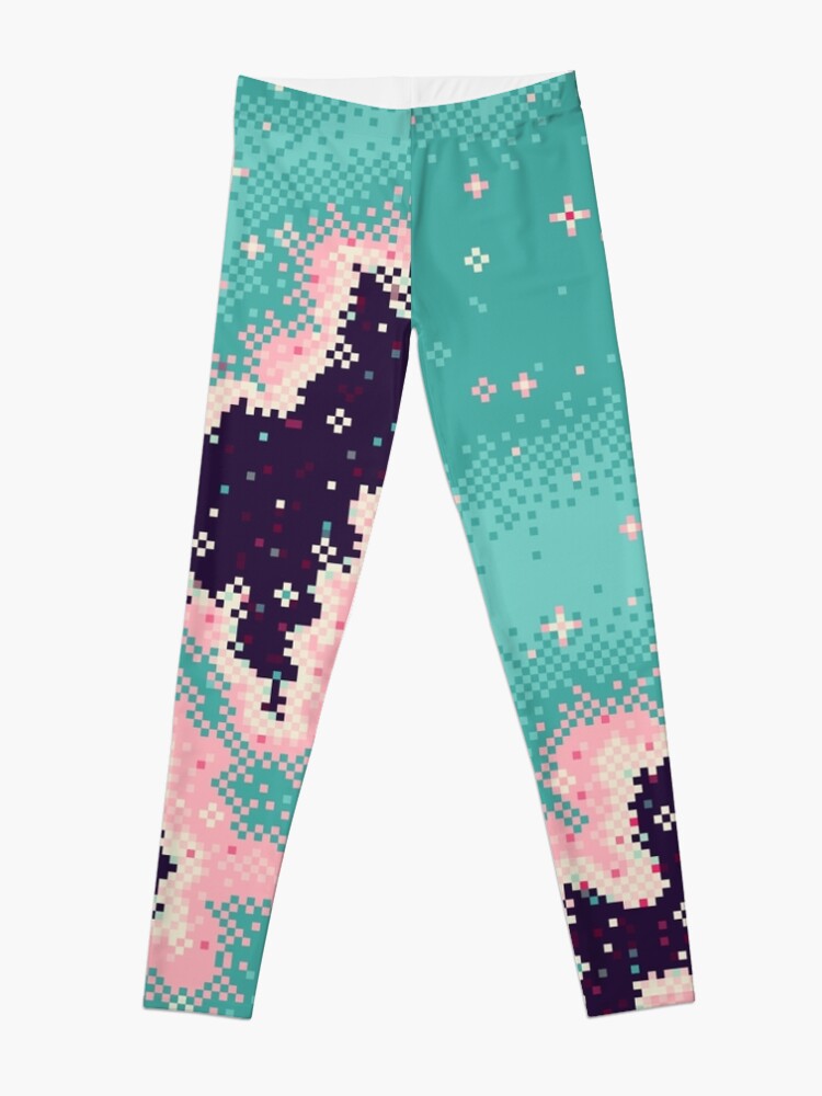 Alternate view of Pink and Mint Rift Galaxy Leggings