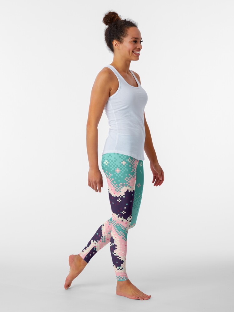 Alternate view of Pink and Mint Rift Galaxy Leggings