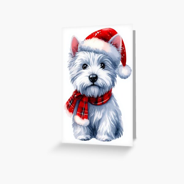 Item preview, Westie Santa Paws - Christmas Design - West Highland Terrier Santa Hat - Cartoon Dog Holiday Drawing designed and sold by Star-Fragment.