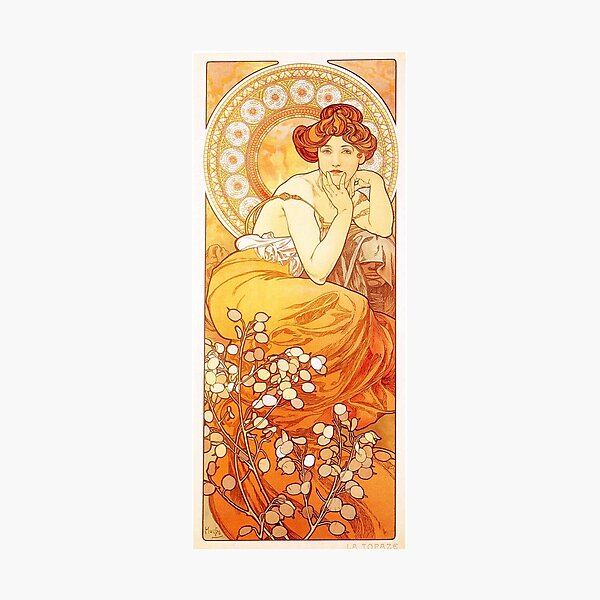 Vintage Alphonse Mucha - Topaz - c1900 Art Nouveau Photographic Print
