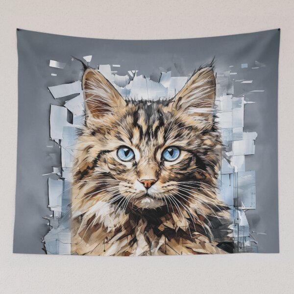 Item preview,  The cat with blue eyes on the wall designed and sold by MagicColorPrint.