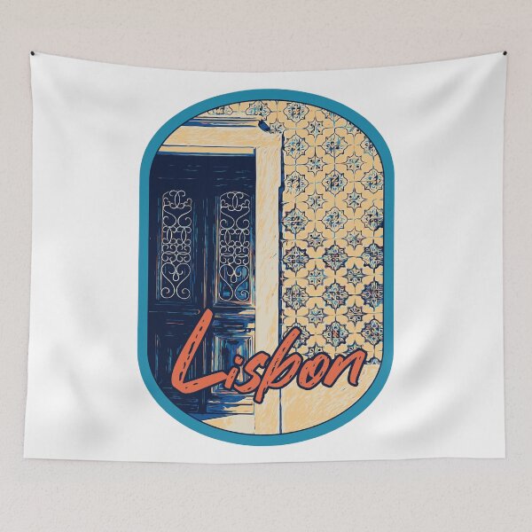 Item preview, Lisbon Elegance: Door and Tiles Illustration designed and sold by Lemomo-artworks.