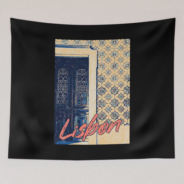 Item preview, Lisbon Elegance: Door and Tiles Illustration designed and sold by Lemomo-artworks.