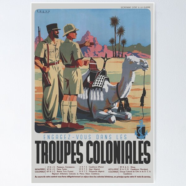 Item preview, Vintage French Recruitment Poster "Troupes Coloniales - Meharistes" by Sogno designed and sold by TJHarr.