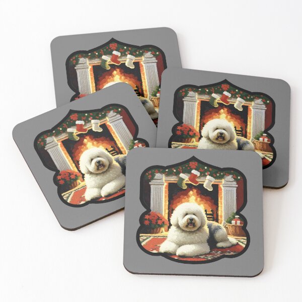 Item preview, Old English Sheepdogs in front Christmas Fire Place  designed and sold by Mekone.