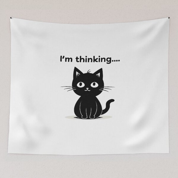 Item preview, I'm Thinking Cute Black Cat designed and sold by NatureStyle555.