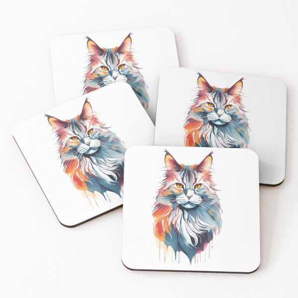 Item preview, Maine Coon cat watercolour style designed and sold by studiohorizon.