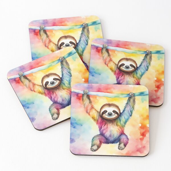 Item preview, Watercolor rainbow sloth designed and sold by RiverAquarius.