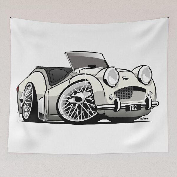 Item preview, Triumph TR2 caricature old English white designed and sold by car2oonz.