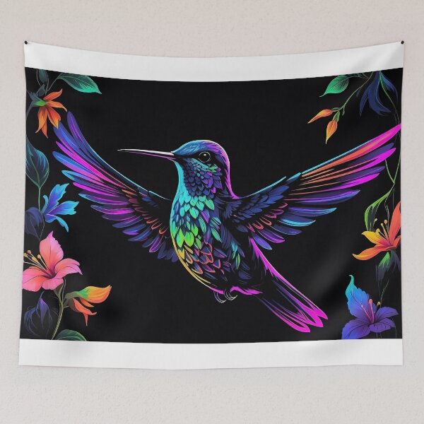 Item preview, Neon Elegance: A Captivating Hummingbird in Black Light Splendor designed and sold by Moriarty's Digital Visions.