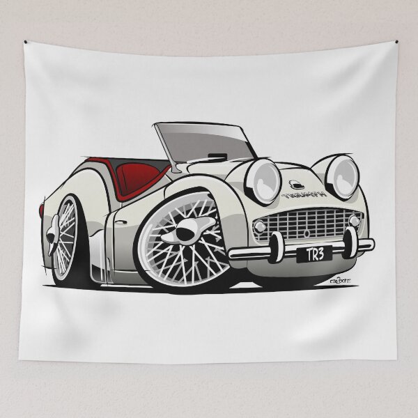 Item preview, Triumph TR3 caricature old English white designed and sold by car2oonz.