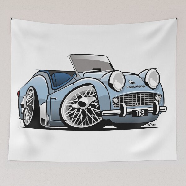 Item preview, Triumph TR3 caricature light blue designed and sold by car2oonz.