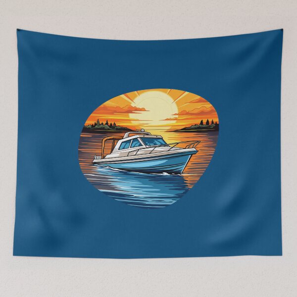 Item preview, Cruiser Boat on the lake during sunset designed and sold by meganohm.