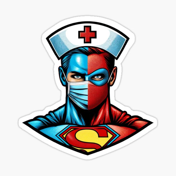 Superhero Male Nurse Sticker