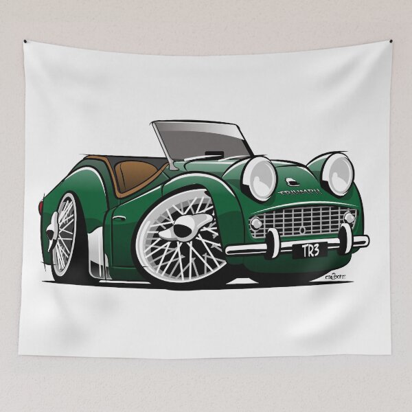Item preview, Triumph TR3 caricature British racing green designed and sold by car2oonz.