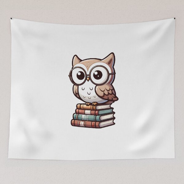 Item preview, Wise Owl Scholar: Vintage Bookstack Art Print designed and sold by UmbrellaStudio1.