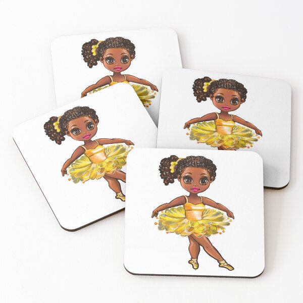 Item preview, Ballet black African American ballerina dancer dancing yellow tutu corn rows Afro hair - brown skin ballerina  designed and sold by Artonmytee.