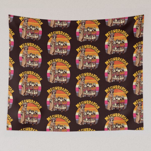 Item preview, Meowbrarian Vintage 70s Style Cat Library designed and sold by SubtleSplit.