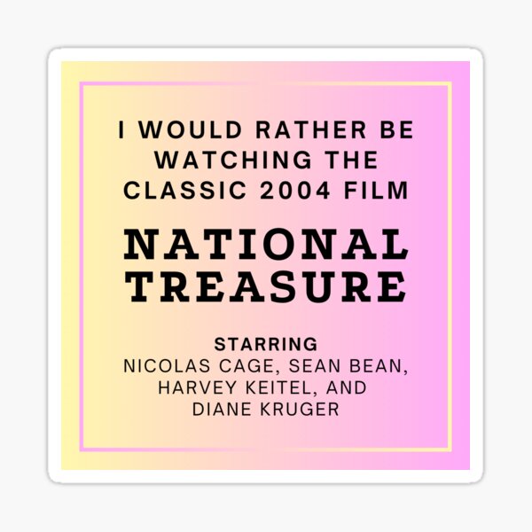 Item preview, I'd rather be watching National Treasure designed and sold by Chaotic--Goods.