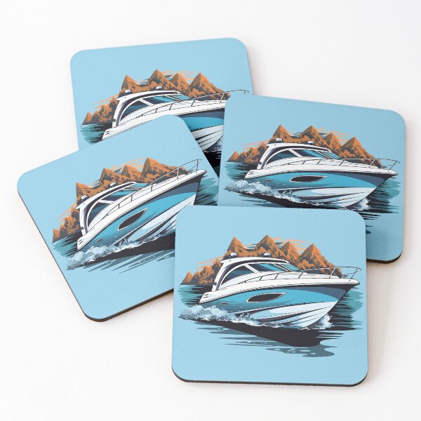 Item preview, Blue Cabin Cruiser Boat on the Lake designed and sold by meganohm.