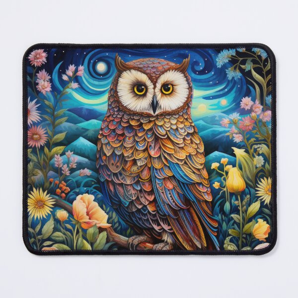 Item preview, Owl bird in flowers in colorful vintage style designed and sold by WallyPink.