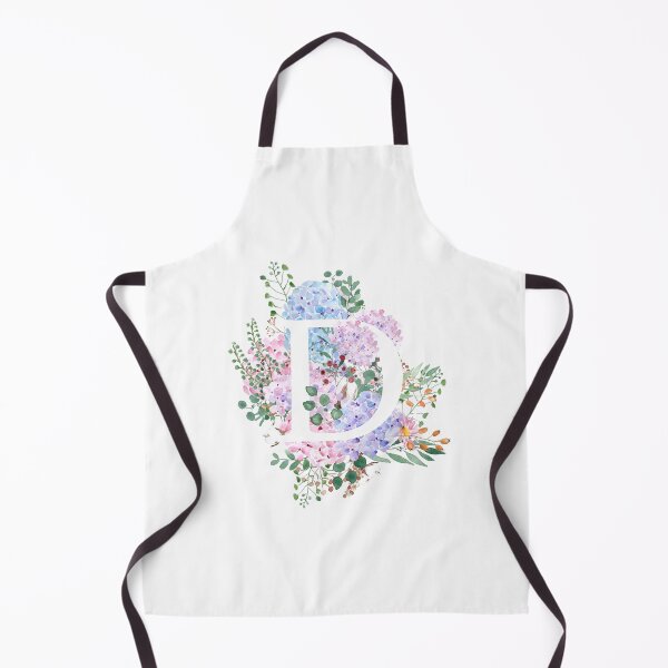 Item preview, botanical monogram alphabet D hydrangea flowers hand painted designed and sold by ColorandColor.