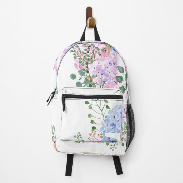 Item preview, botanical monogram alphabet E hydrangea flowers hand painted designed and sold by ColorandColor.