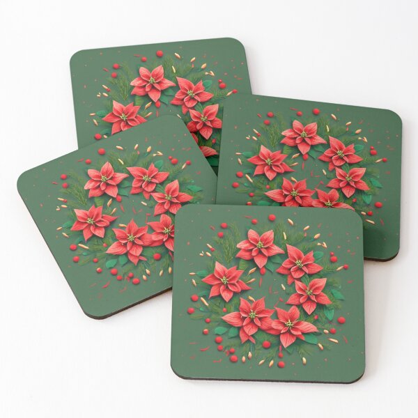 Item preview, flower pattern fabric bright green red logo grafiti star of Bethlehem red black green designed and sold by gulka8.