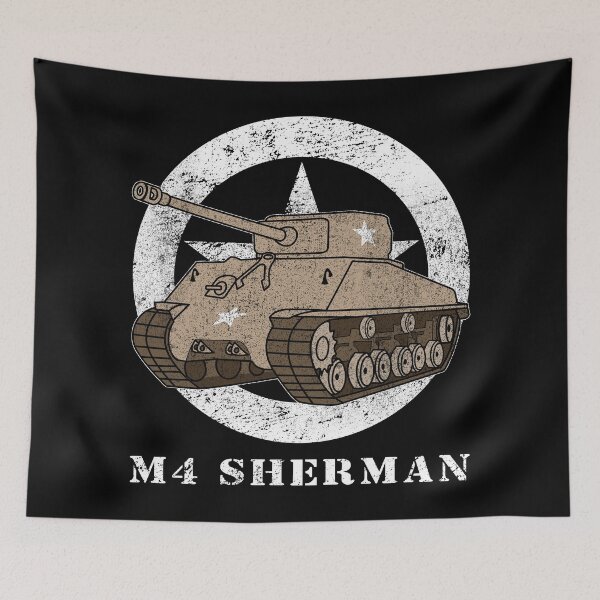 Item preview, Sherman Tank American WW2 Star Army Tanks Vintage Distressed Worn Effect designed and sold by MilitaryMart.